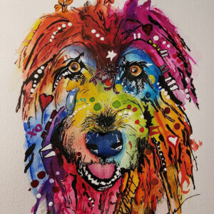 Labradoodle Vibrant Colorful Abstract Art Print Image