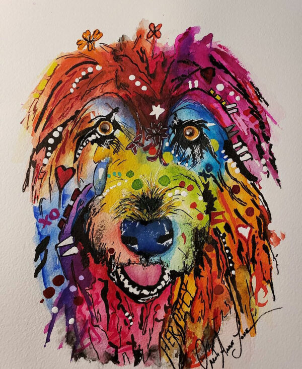 Labradoodle Vibrant Colorful Abstract Art Print Image