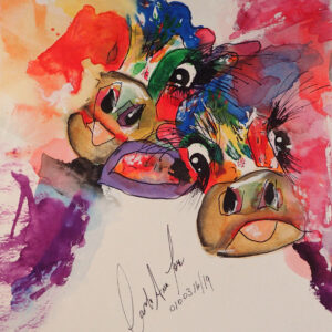 Colorful Abstract Print Art Cows entitled Mooshine 4 x 6 image for the Variants